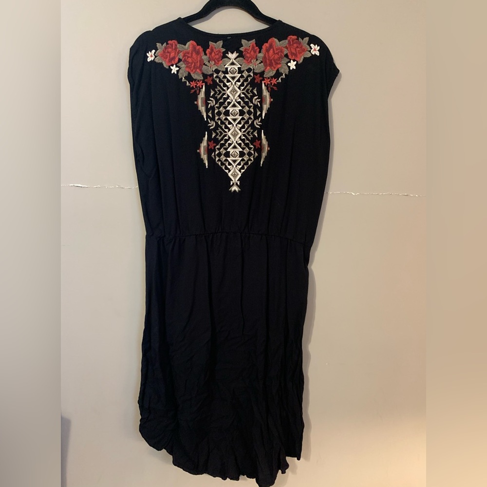 NWOT Stetson Womens Black Rayon/Nylon Cross Front Tunic Size XL